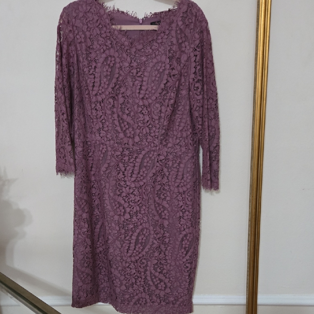 Talbots Long Sleeve Lace Dress in Purple